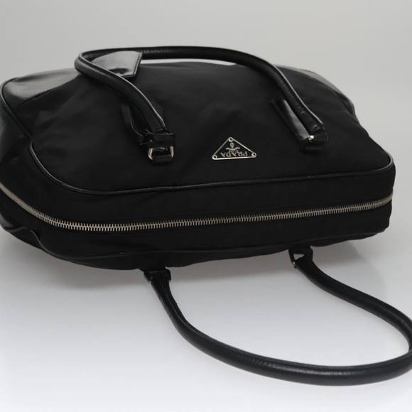 PRADA Shoulder Bag Nylon Leather Black Silver Auth 109083 - Picture 6 of 16